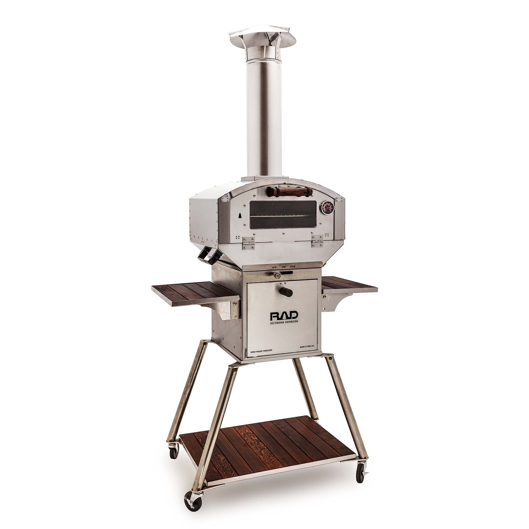 An outdoor oven that uses wood pellets and requires no electricity.